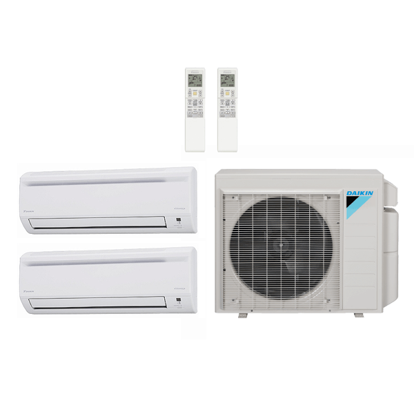 Daikin 18,000 Btu 21 SEER2 R-32 2-Zone Ductless Hyper Heat Mini Split Heat Pump System - 7K-15K