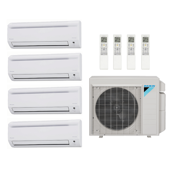 Daikin 36,000 Btu 20 SEER2 R-32 4-Zone Ductless Mini Split Heat Pump System - 7K-9K-9K-9K