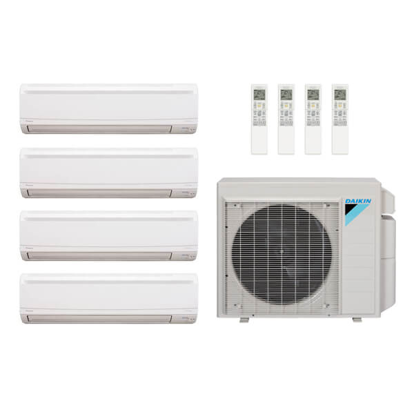 Daikin 48,000 Btu 20 SEER2 4-Zone Ductless Mini Split Heat Pump System - 12K-15K-15K-15K