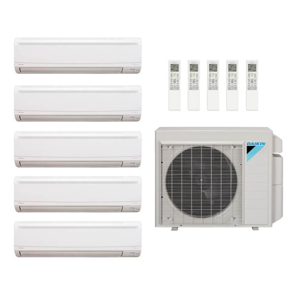 Daikin 48,000 Btu 20 SEER2 5-Zone Ductless Mini Split Heat Pump System - 7K-9K-9K-15K-18K