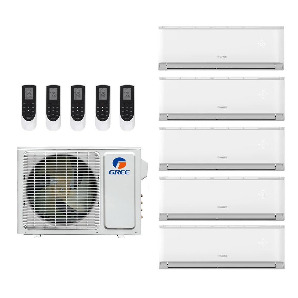 Gree Livo 42,000 Btu 21 SEER2 R-32 5-Zone Ductless Mini Split System - 9K-9K-9K-9K-12K
