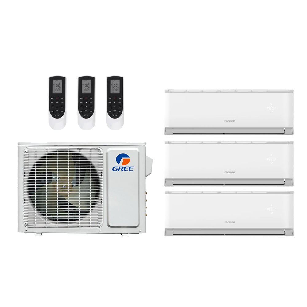 Gree Livo 24,000 Btu 21 SEER2 R-32 3-Zone Ductless Mini Split Heat Pump System - 12K-12K-12K