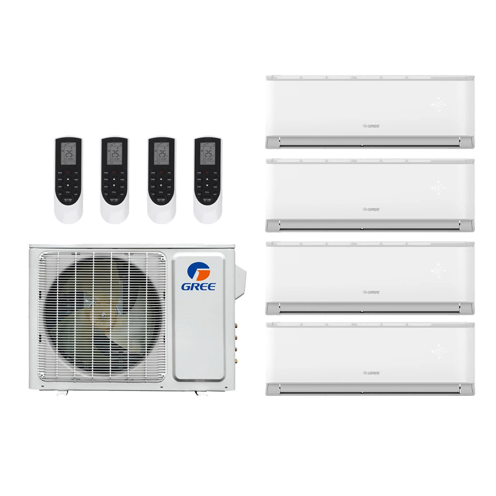Gree Livo 42,000 Btu 21 SEER2 R-32 4-Zone Ductless Mini Split System - 9K-12K-12K-18K