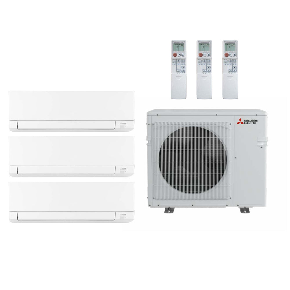 Mitsubishi 24,000 Btu 20 SEER2 3-Zone Ductless Mini Split Heat Pump System - 6K-6K-9K