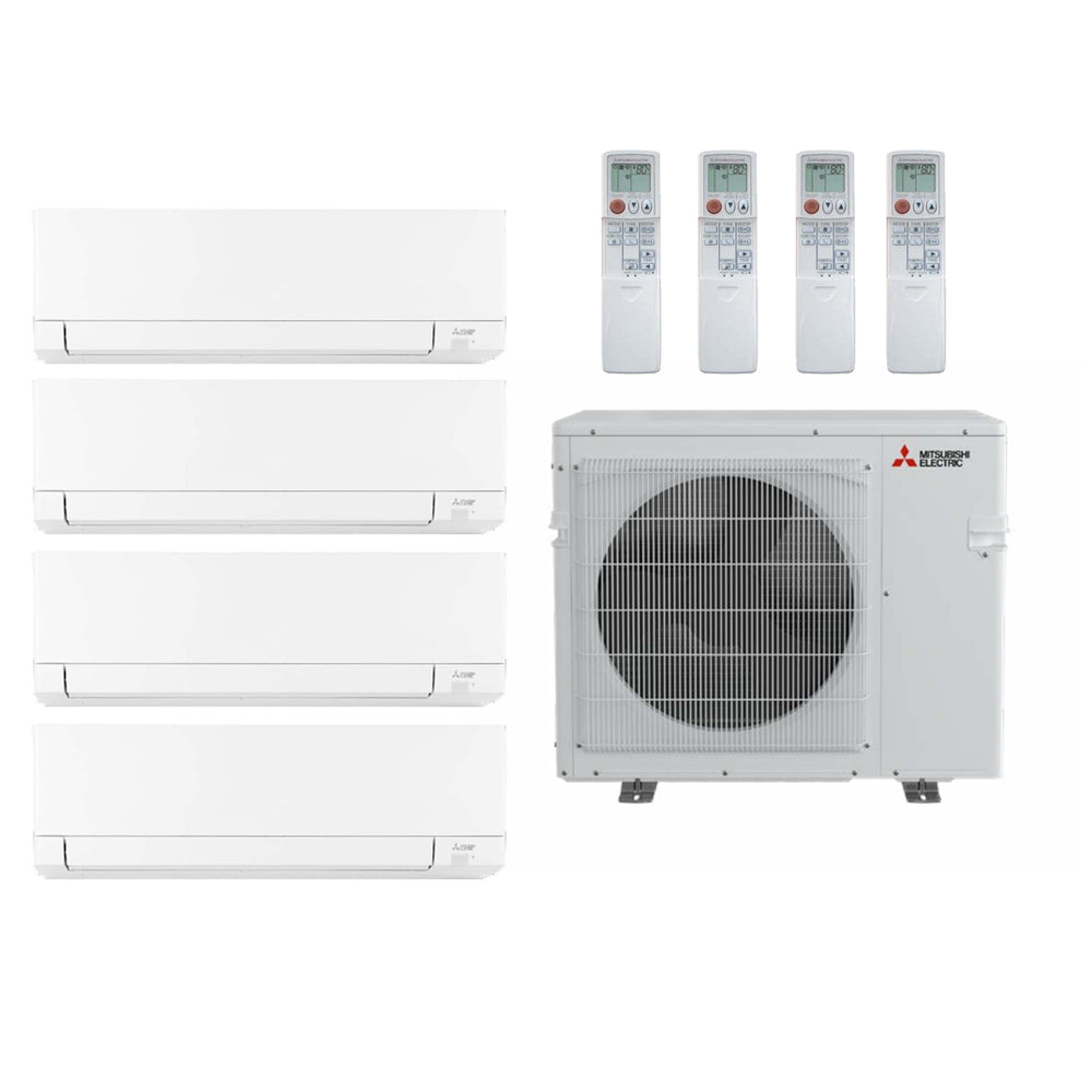 Mitsubishi 36,000 Btu 19.2 SEER2 4-Zone  Mini Split Heat Pump  System - 6K-6K-9K-15K