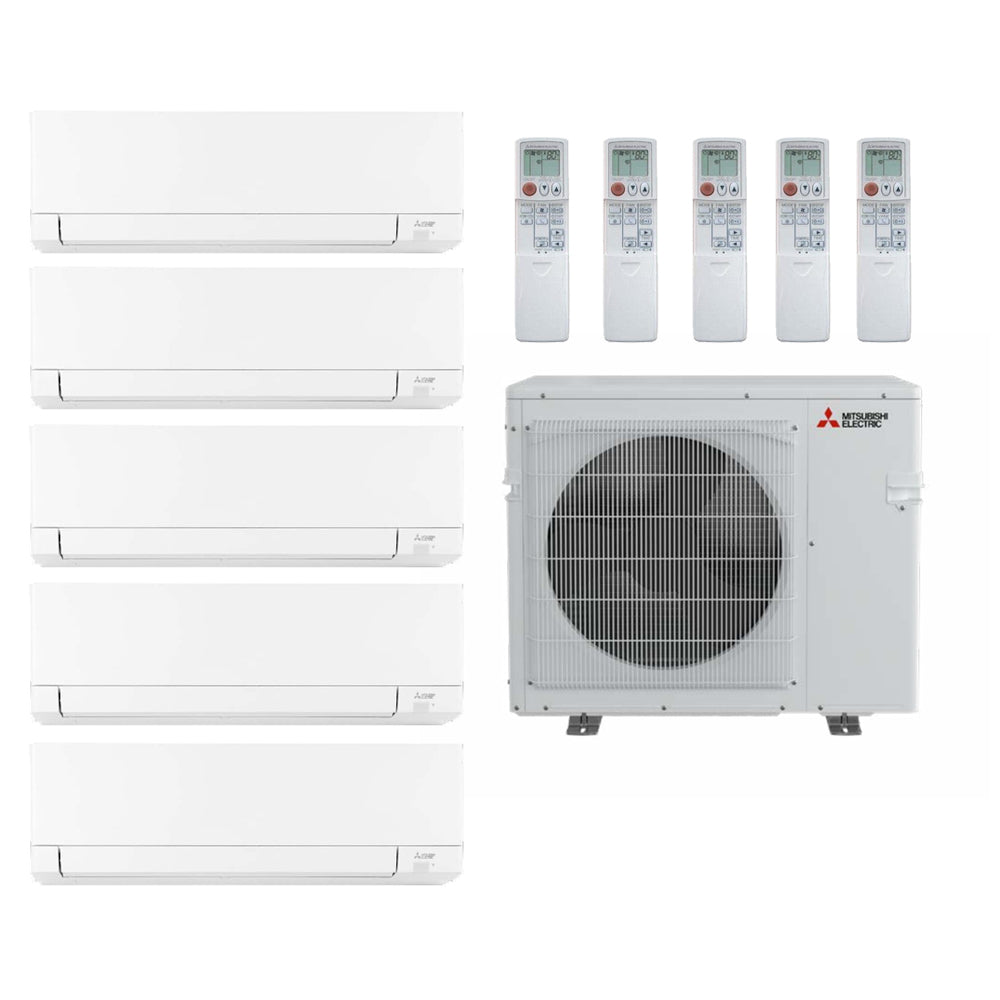 Mitsubishi 36,000 Btu 19.2 SEER2 R-454B 5-Zone Ductless Mini Split Heat Pump System - 9K-9K-9K-12K-12K