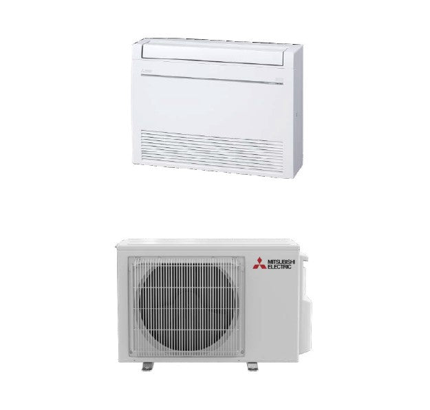 Mitsubishi 12,000 Btu R-454B 19.6 SEER2 Single Zone Floor Mounted Mini Split Heat Pump System